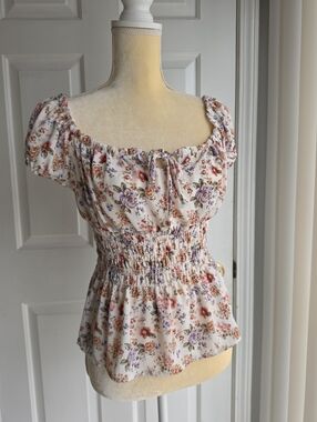 Floral Peasant Top